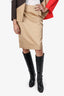 Iceberg Khaki/Brown/Red Striped Blazer With Midi Skirt Set Size 42