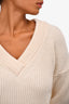 Maje Cream Wool Ribbed V-Neck Sweater Size 1