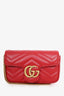 Gucci Red Chevron Leather Super Mini Marmont Crossbody