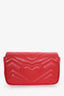 Gucci Red Chevron Leather Super Mini Marmont Crossbody