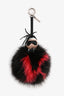 Fendi Red/Black Fur 'Karlito' Initial Keychain