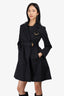 Gucci Black Gold Horsebit Detail Belted Trench Coat Size 42