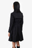 Gucci Black Gold Horsebit Detail Belted Trench Coat Size 42