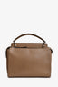 Fendi Brown Leather Dot Com Top Handle Bag with Strap (As Is)