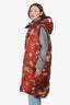 Moncler x JW Anderson Burgundy/Navy Down Pond Printed Puffer Vest Size 2