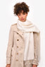 Loro Piana White Cashmere Fringe Scarf