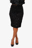 Dolce & Gabbana Black Mesh Sequin Dotted Ruched Skirt Size XS