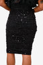 Dolce & Gabbana Black Mesh Sequin Dotted Ruched Skirt Size XS