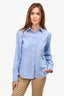 Gucci Blue Cotton Ruched Panel Button Up Top Size 40