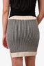 Opening Black/White Patterned Wool Blend Mini Skirt With Zipper Detail Size XS