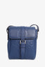 Gucci Navy Calfskin Jumbo GG Embossed Small Messenger Bag