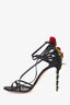 Dolce & Gabbana Black Satin Strappy Rose Heels Size 41