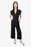 Veronica Beard Black Satin Sleeveless Belted Jumpsuit Size 0