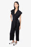 Veronica Beard Black Satin Sleeveless Belted Jumpsuit Size 0