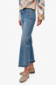 Victoria Beckham Blue Denim Medium Wash Stripe Wide Leg Frayed Jeans Size 25