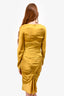 Gucci Yellow Gold Silk Ruched Midi Dress Size 40 With Corset