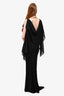 Gareth Pugh Black Silk Cowl Neck Flowy Sheer Gown Size 6 US