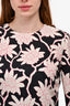 Valentino Black/Pink Floral Virgin Wool/Silk Flared Sleeve Shift Dress Size 42