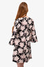 Valentino Black/Pink Floral Virgin Wool/Silk Flared Sleeve Shift Dress Size 42