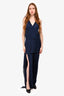 Michelle Mason Navy Blue Silk Jumpsuit with Flowy Overlay Size 4