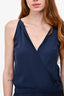 Michelle Mason Navy Blue Silk Jumpsuit with Flowy Overlay Size 4