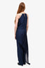 Michelle Mason Navy Blue Silk Jumpsuit with Flowy Overlay Size 4