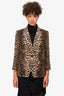 Veronica Beard Brown Leopard Printed Blazer With Gold Buttons Size 8