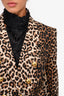 Veronica Beard Brown Leopard Printed Blazer With Gold Buttons Size 8