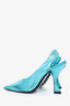 By Far Blue Metallic Leather Yasha Slingback Pumps Size 37