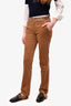 Gucci Brown Velvet/Leather GG Straight Leg Pants Size 40