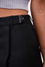 Prada Black Wool Plaque Closure Mini Skirt Size 38