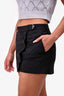 Prada Black Wool Plaque Closure Mini Skirt Size 38