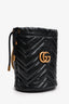 Gucci Black Leather Marmont Drawstring Mini Bucket Bag