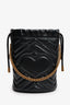 Gucci Black Leather Marmont Drawstring Mini Bucket Bag