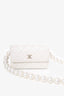 Pre-Loved Chanel™ 2021 White Calfskin Quilted Mini Maxi Pearls Wallet On Chain