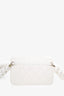 Pre-Loved Chanel™ 2021 White Calfskin Quilted Mini Maxi Pearls Wallet On Chain