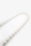 Pre-Loved Chanel™ 2021 White Calfskin Quilted Mini Maxi Pearls Wallet On Chain