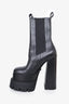 Versace Black Leather Platform Chelsea Boots Size 37