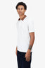 Gucci White/Brown Polo Shirt with Leather Collar Size M Mens