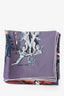 Hermès Purple Silk Horse Clerc Print Scarf Size 90CM