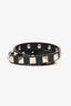 Valentino Black Leather Rockstud Double Wrap Bracelet