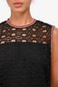 Sandro Black Eyelet Overlay Sleeveless Shift Dress Size 40