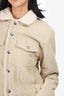 Sandro Beige Corduroy Faux Fur Lined Jacket Size L Mens