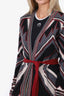 Just Cavalli Black/White/Red Wool Pattern Cardigan with Belt Size S