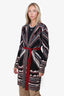 Just Cavalli Black/White/Red Wool Pattern Cardigan with Belt Size S