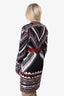 Just Cavalli Black/White/Red Wool Pattern Cardigan with Belt Size S