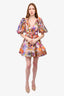 Zimmermann Purple Floral A-Line Belted Mini Dress Size 0