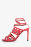 Alaia Red Leather Strappy Gladiator Heels Size 36.5