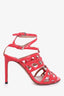 Alaia Red Leather Strappy Gladiator Heels Size 36.5