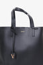 Versace Black Leather Virtus Logo Detailed Tote Bag with Pouch